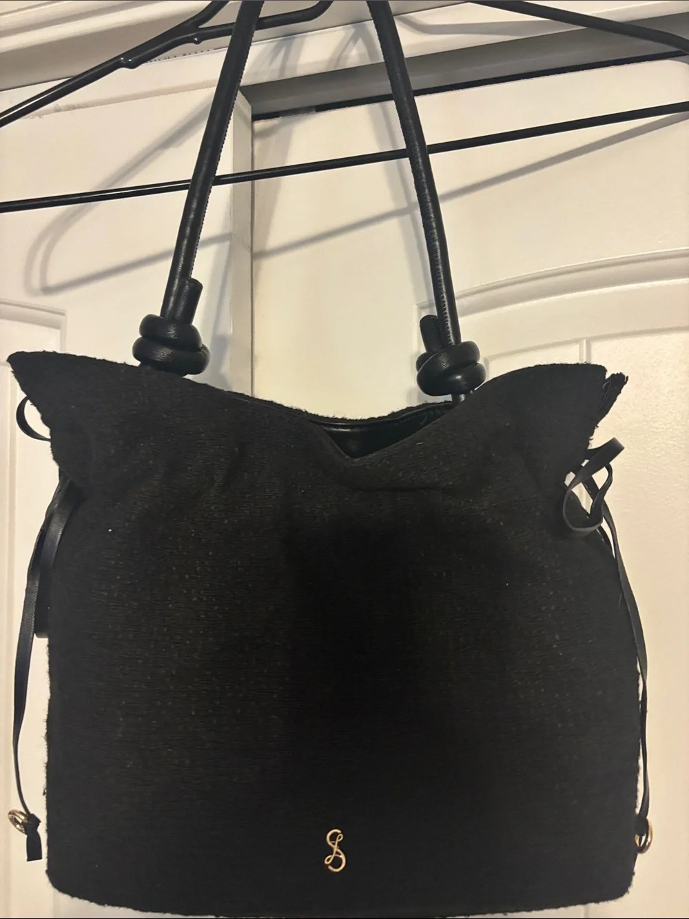 Sam & Libby Black Drawstring Shoulder Tote